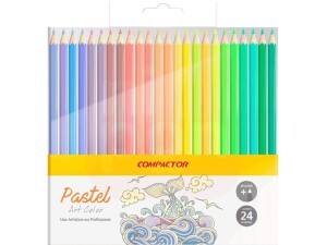 Lápis de Cor 24 Cores Pastel - Compactor