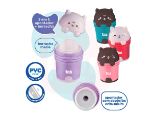 APONTADOR COM DEPÓSITO + BORRACHA KITTY – TRIS